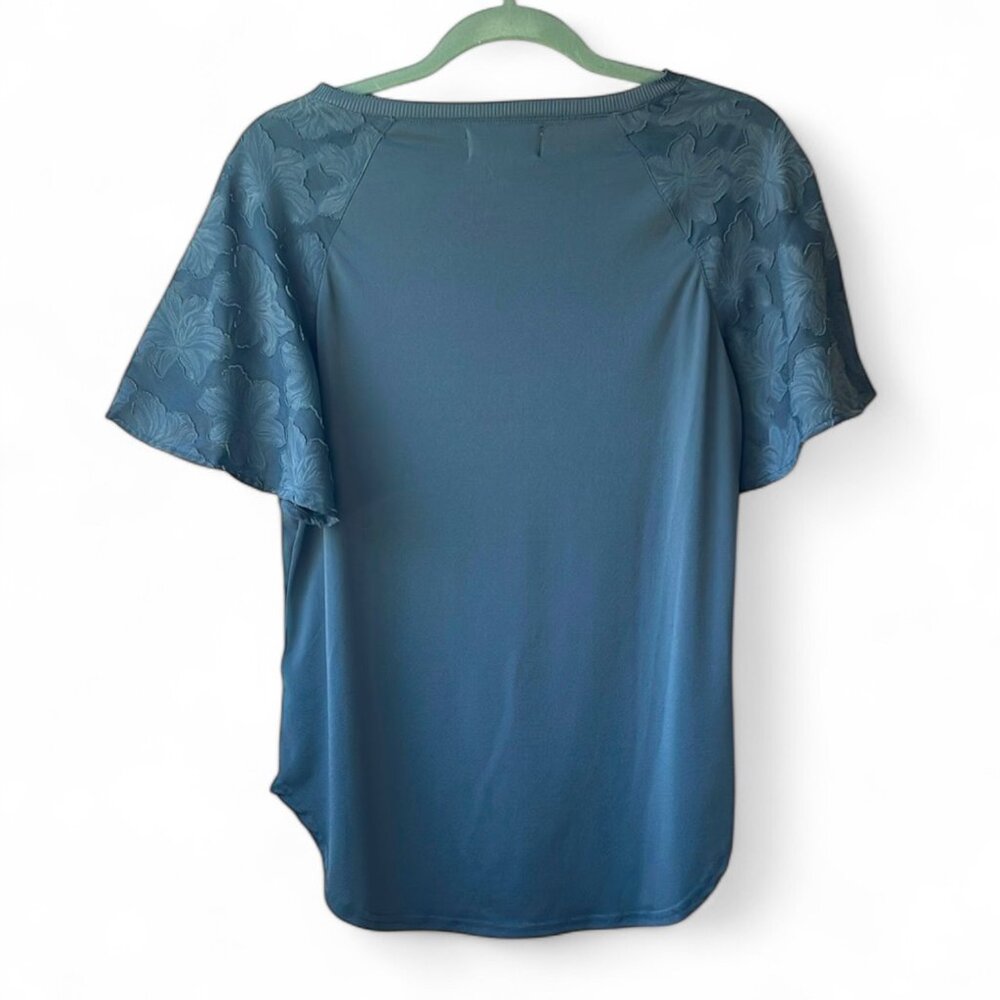 Nordstrom Rack Teal Short Bell Sleeve Blouse Women’s Size M - Picture 2 of 7